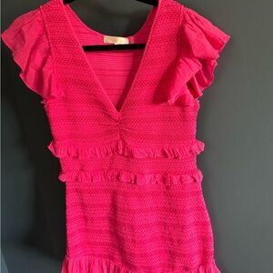 LoveShackFancy Hot Pink Knit Top